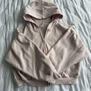 Skims Shrunken Zip hoodie in Barely Pink